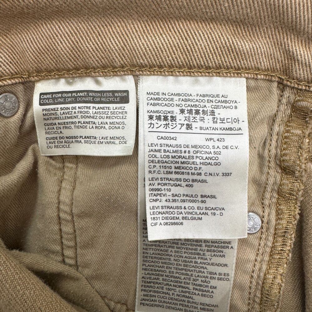 Levi's 514 Straight Leg Denim Jeans Mens 30x27 Khaki Brown Cotton Casual Stretch - Picture 13 of 16